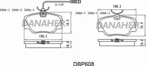 Danaher DBP608 - Тормозные колодки, дисковые, комплект autospares.lv