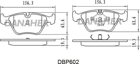 Danaher DBP602 - Тормозные колодки, дисковые, комплект autospares.lv