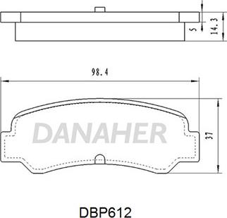 Danaher DBP612 - Тормозные колодки, дисковые, комплект autospares.lv