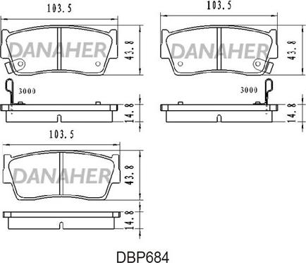 Danaher DBP684 - Тормозные колодки, дисковые, комплект autospares.lv