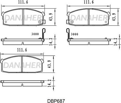 Danaher DBP687 - Тормозные колодки, дисковые, комплект autospares.lv