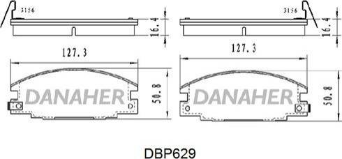 Danaher DBP629 - Тормозные колодки, дисковые, комплект autospares.lv