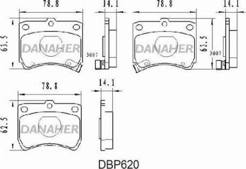 Danaher DBP620 - Тормозные колодки, дисковые, комплект autospares.lv