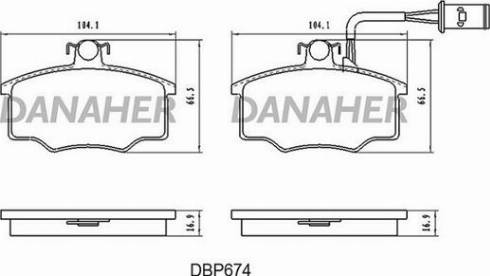 Danaher DBP674 - Тормозные колодки, дисковые, комплект autospares.lv