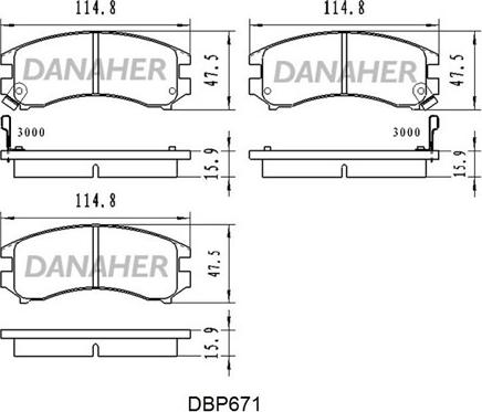 Danaher DBP671 - Тормозные колодки, дисковые, комплект autospares.lv