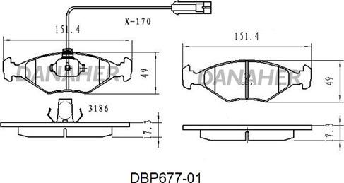 Danaher DBP677-01 - Тормозные колодки, дисковые, комплект autospares.lv