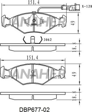 Danaher DBP677-02 - Тормозные колодки, дисковые, комплект autospares.lv