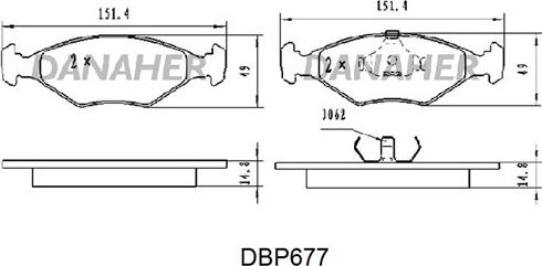 Danaher DBP677 - Тормозные колодки, дисковые, комплект autospares.lv