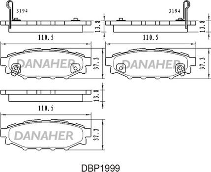 Danaher DBP1999 - Тормозные колодки, дисковые, комплект autospares.lv