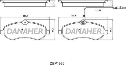 Danaher DBP1995 - Тормозные колодки, дисковые, комплект autospares.lv