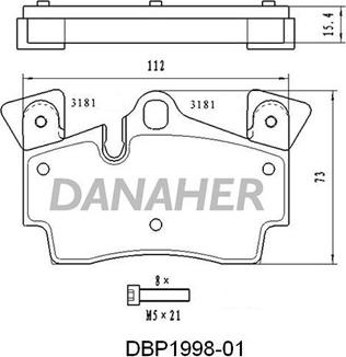 Danaher DBP1998-01 - Тормозные колодки, дисковые, комплект autospares.lv