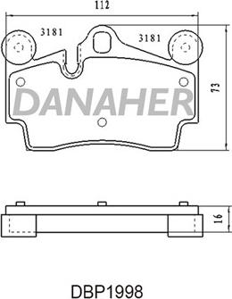 Danaher DBP1998 - Тормозные колодки, дисковые, комплект autospares.lv