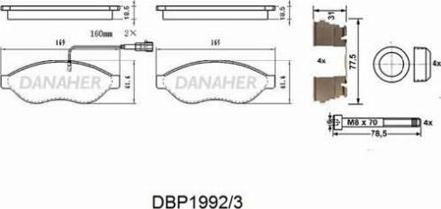 Danaher DBP1992/3 - Тормозные колодки, дисковые, комплект autospares.lv