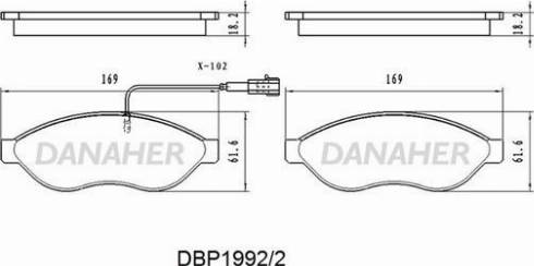 Danaher DBP1992/2 - Тормозные колодки, дисковые, комплект autospares.lv