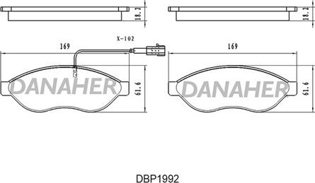 Danaher DBP1992 - Тормозные колодки, дисковые, комплект autospares.lv