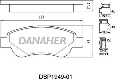 Danaher DBP1949-01 - Тормозные колодки, дисковые, комплект autospares.lv