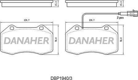 Danaher DBP1940/3 - Тормозные колодки, дисковые, комплект autospares.lv