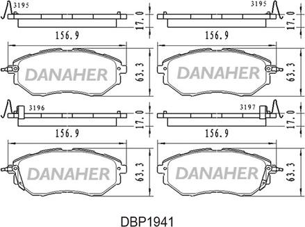 Danaher DBP1941 - Тормозные колодки, дисковые, комплект autospares.lv