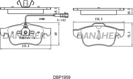 Danaher DBP1959 - Тормозные колодки, дисковые, комплект autospares.lv