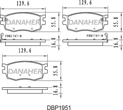 Danaher DBP195/1 - Тормозные колодки, дисковые, комплект autospares.lv