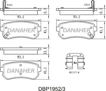 Danaher DBP1952/3 - Тормозные колодки, дисковые, комплект autospares.lv