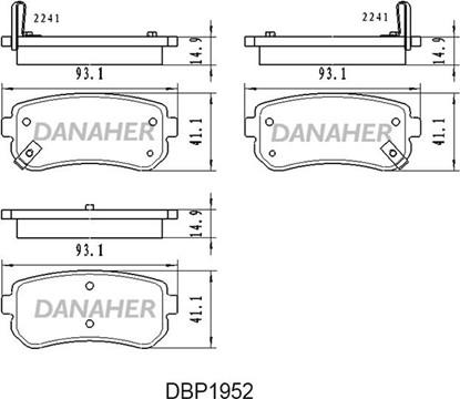Danaher DBP1952 - Тормозные колодки, дисковые, комплект autospares.lv