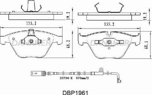 Danaher DBP1961 - Тормозные колодки, дисковые, комплект autospares.lv