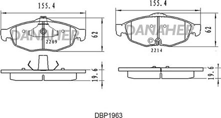 Danaher DBP1963 - Тормозные колодки, дисковые, комплект autospares.lv