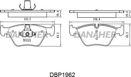 Danaher DBP1962 - Тормозные колодки, дисковые, комплект autospares.lv