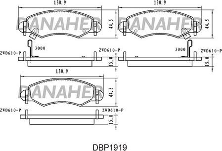 Danaher DBP1919 - Тормозные колодки, дисковые, комплект autospares.lv