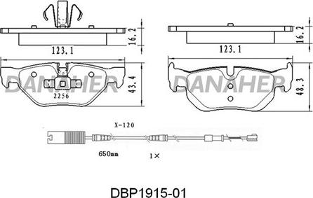 Danaher DBP1915-01 - Тормозные колодки, дисковые, комплект autospares.lv