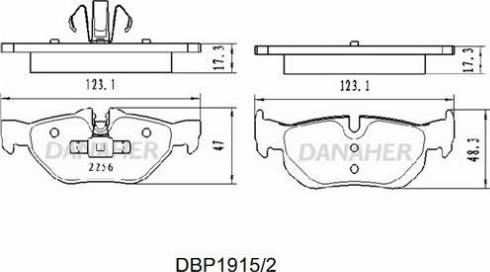 Danaher DBP1915/2 - Тормозные колодки, дисковые, комплект autospares.lv