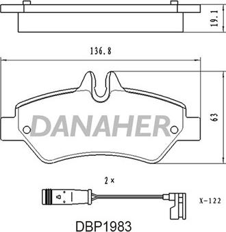 Danaher DBP1983 - Тормозные колодки, дисковые, комплект autospares.lv