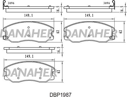 Danaher DBP1987 - Тормозные колодки, дисковые, комплект autospares.lv