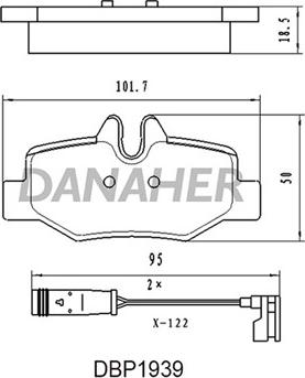 Danaher DBP1939 - Тормозные колодки, дисковые, комплект autospares.lv