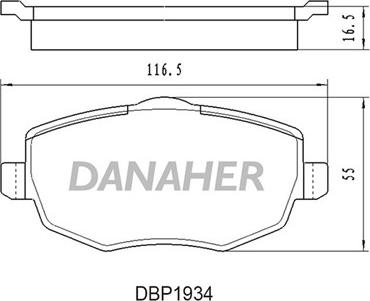 Danaher DBP1934 - Тормозные колодки, дисковые, комплект autospares.lv