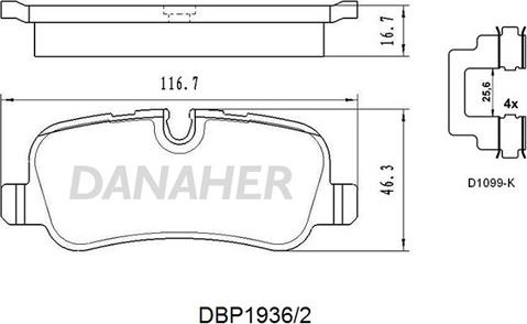 Danaher DBP1936/2 - Тормозные колодки, дисковые, комплект autospares.lv