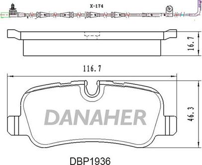 Danaher DBP1936 - Тормозные колодки, дисковые, комплект autospares.lv