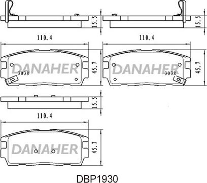 Danaher DBP1930 - Тормозные колодки, дисковые, комплект autospares.lv