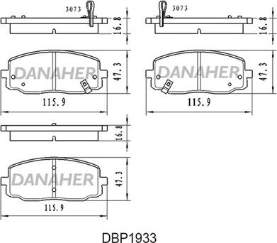 Danaher DBP1933 - Тормозные колодки, дисковые, комплект autospares.lv