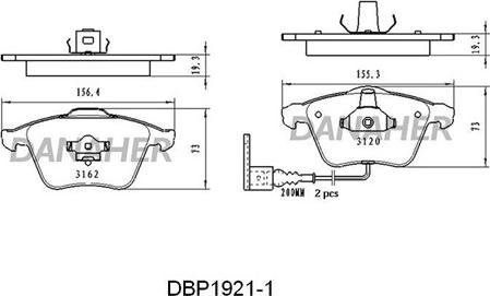 Danaher DBP1921/1 - Тормозные колодки, дисковые, комплект autospares.lv