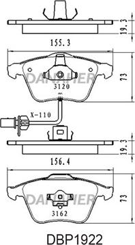 Danaher DBP1922 - Тормозные колодки, дисковые, комплект autospares.lv