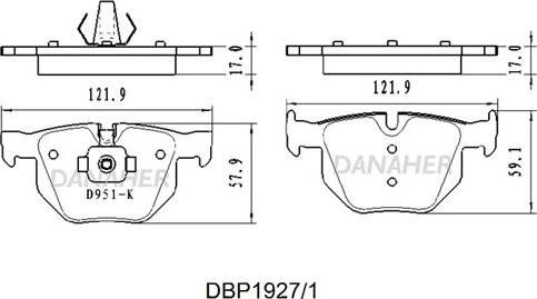 Danaher DBP1927/1 - Тормозные колодки, дисковые, комплект autospares.lv