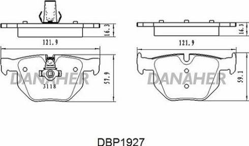 Danaher DBP1927 - Тормозные колодки, дисковые, комплект autospares.lv