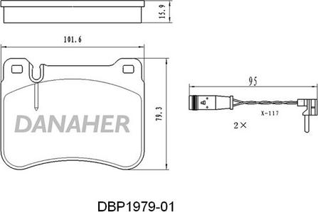 Danaher DBP1979-01 - Тормозные колодки, дисковые, комплект autospares.lv