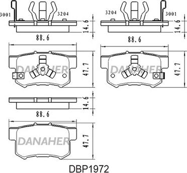Danaher DBP1972 - Тормозные колодки, дисковые, комплект autospares.lv
