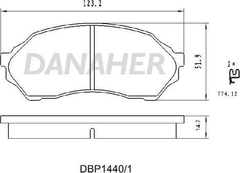 Danaher DBP1440/1 - Тормозные колодки, дисковые, комплект autospares.lv