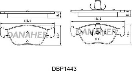 Danaher DBP1443 - Тормозные колодки, дисковые, комплект autospares.lv