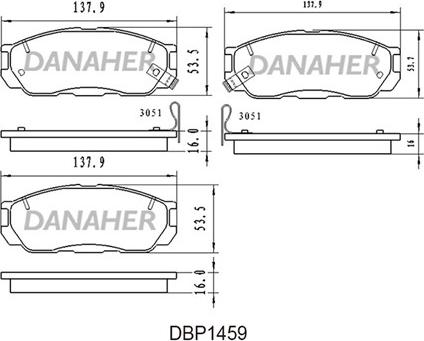 Danaher DBP1459 - Тормозные колодки, дисковые, комплект autospares.lv