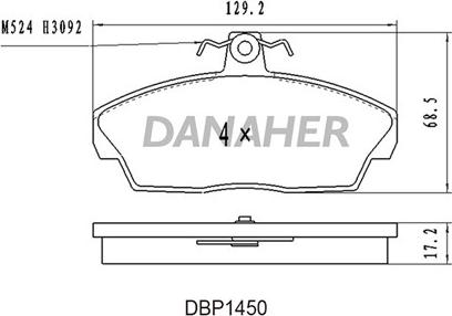 Danaher DBP1450 - Тормозные колодки, дисковые, комплект autospares.lv